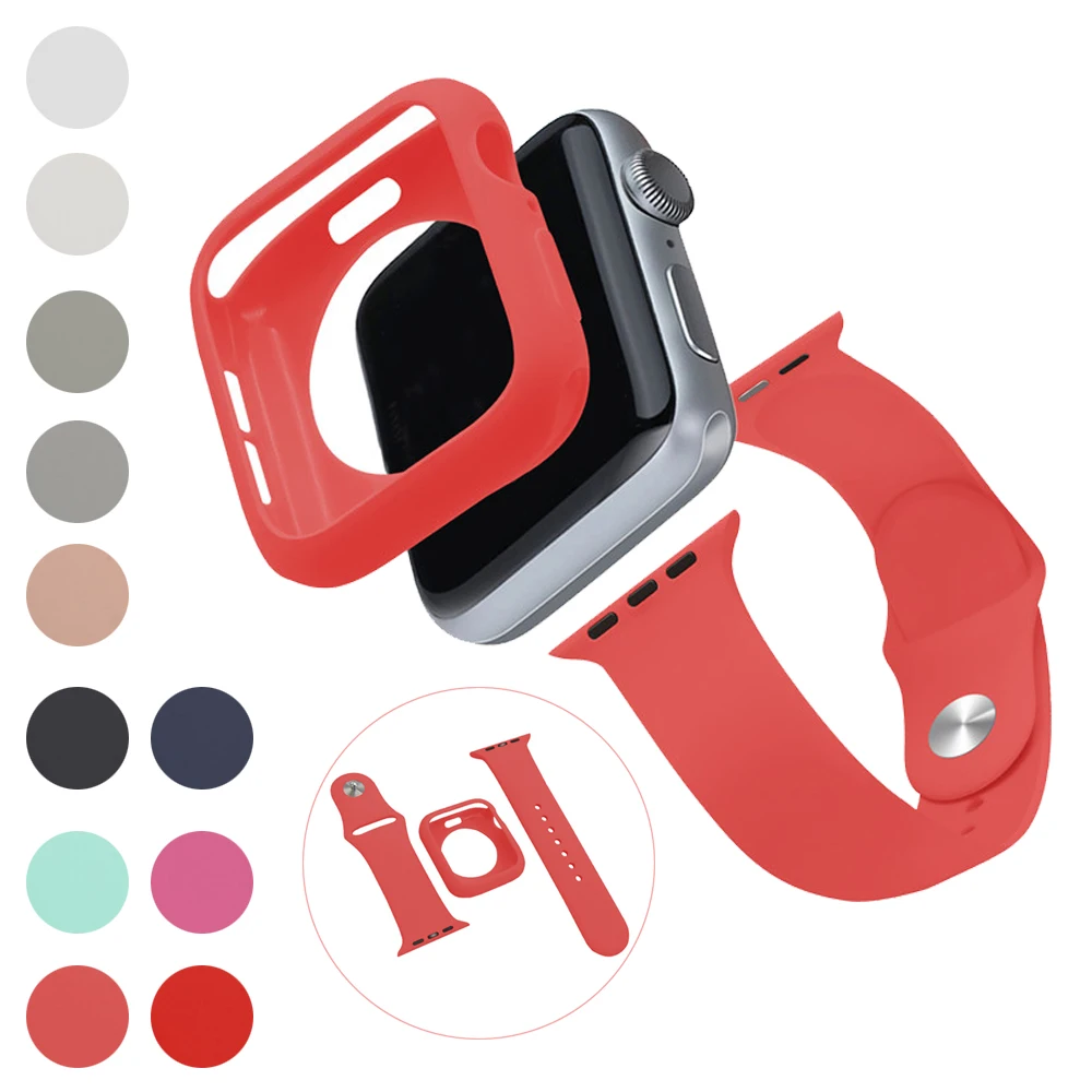 Чехол из ТПУ и ремешок для часов 2 в 1 Набор Apple watch 4 полоса 44 мм 40 Бампер защитный
