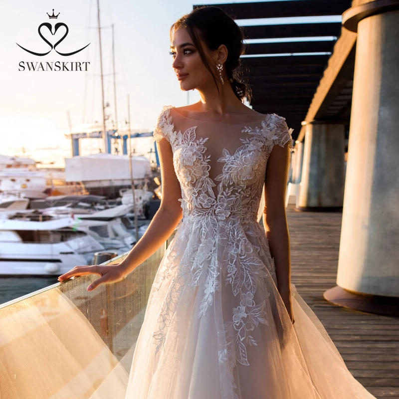 Модное свадебное платье с аппликацией 2019 милое ТРАПЕЦИЕВИДНОЕ ПЛАТЬЕ Boho Vestido De
