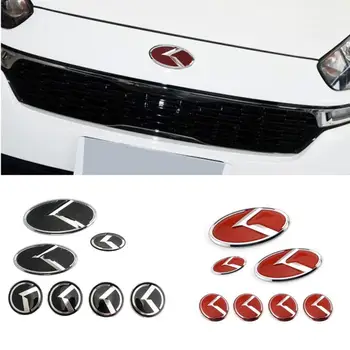 

7pcs Car Front Rear Emblem For KIA K3 K5 RIO Sportage sorento optima oprius Forte ceed Steering Wheel Center Hub Caps Sticker