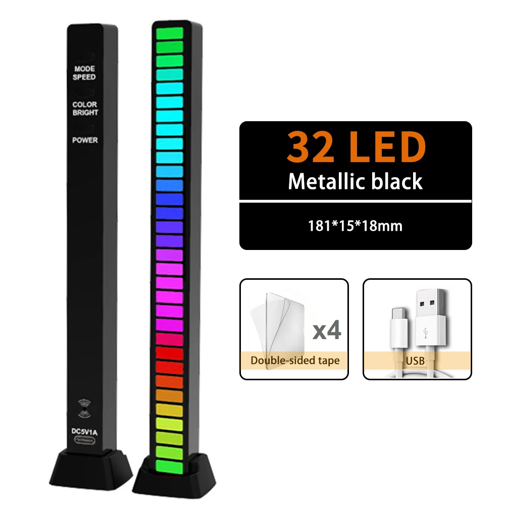 LED Music Sound Control Pickup RGB Strip Light Rhythm Backlight Colorful Nightlight For Atmosphere Lamp Audio Bar Car Game Decor night light for bedroom Night Lights