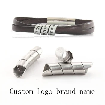 

Customizable Beads for Jewelry Making Supplies Logo Brand Name Beads for Bracelet Making Stainless Steel Charm Metal Bead