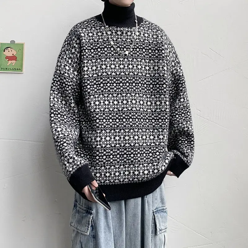 

Men's sweater 2020 Autumn winter new slim solid color lovers knitting sweater loose leisure personality youth men's wear