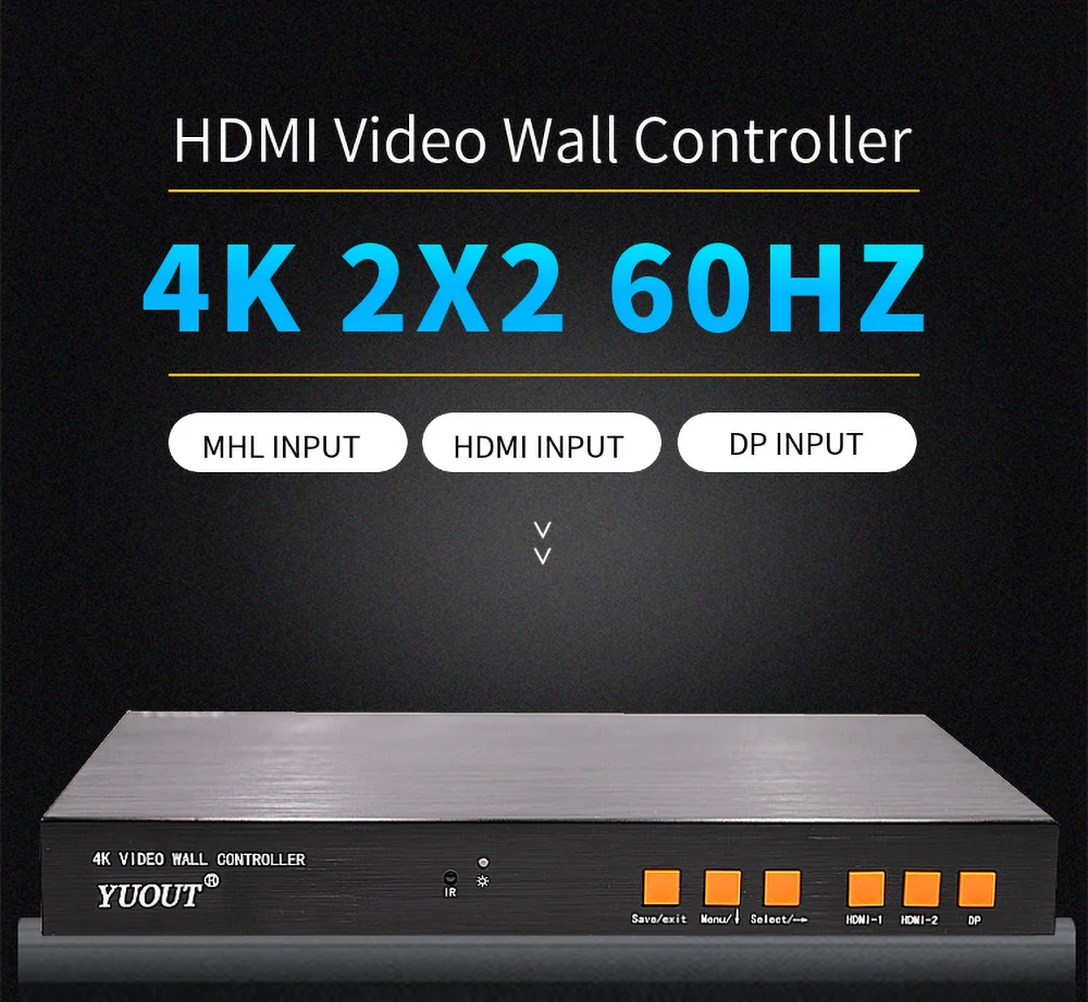 YUOUT YD TV04K 4K 3840x2160 60 Гц Поддержка MHL HDMI DP вход видео настенный контроллер 2x2 4TV для