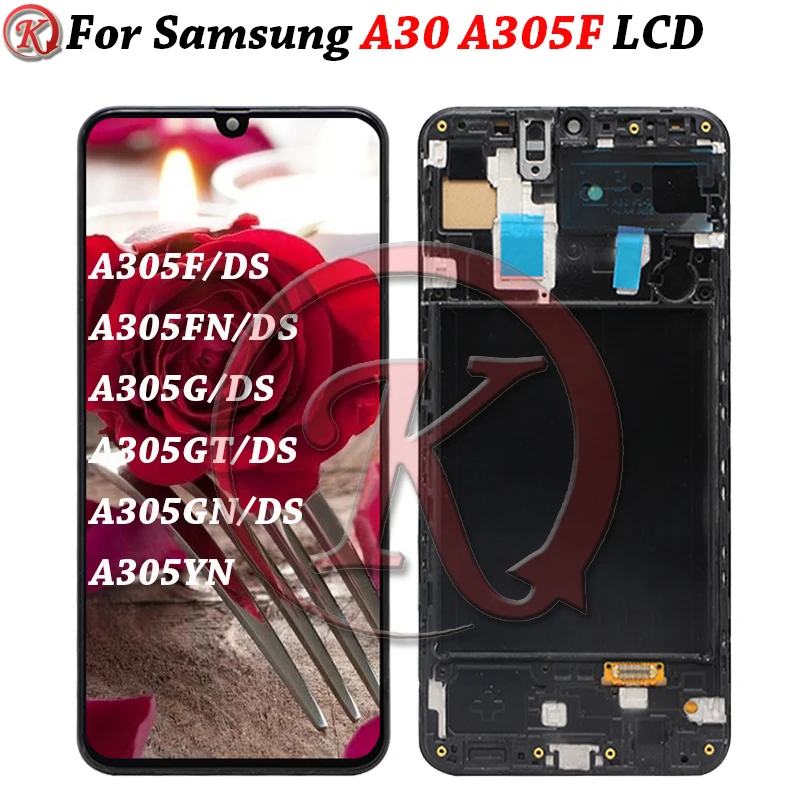 Display For Samsung GALAXY A30 LCD Display with Frame Touch Screen Digitizer A305/DS A305FN