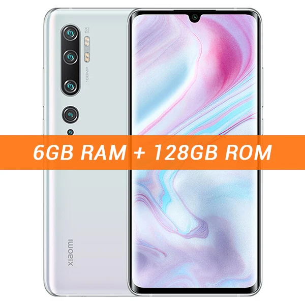 Глобальная версия Xiaomi Mi Note 10, 6 ГБ ОЗУ, 128 Гб ПЗУ, мобильный телефон, 730 МП, пента, камера Snapdragon 6,47G, 5260 дюйма, AMOLED экран, мАч - Цвет: 6GB 128GB White