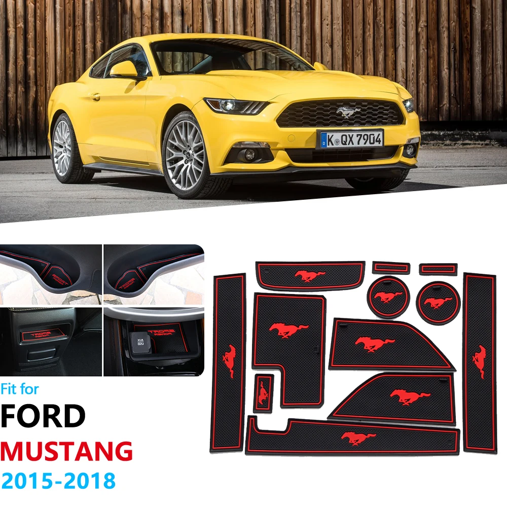 Противоскользящими резиновыми затворный слот, циновка чашки для Ford Mustang 6th Gen S550 EcoBoost экспорта GT Салонные подложки