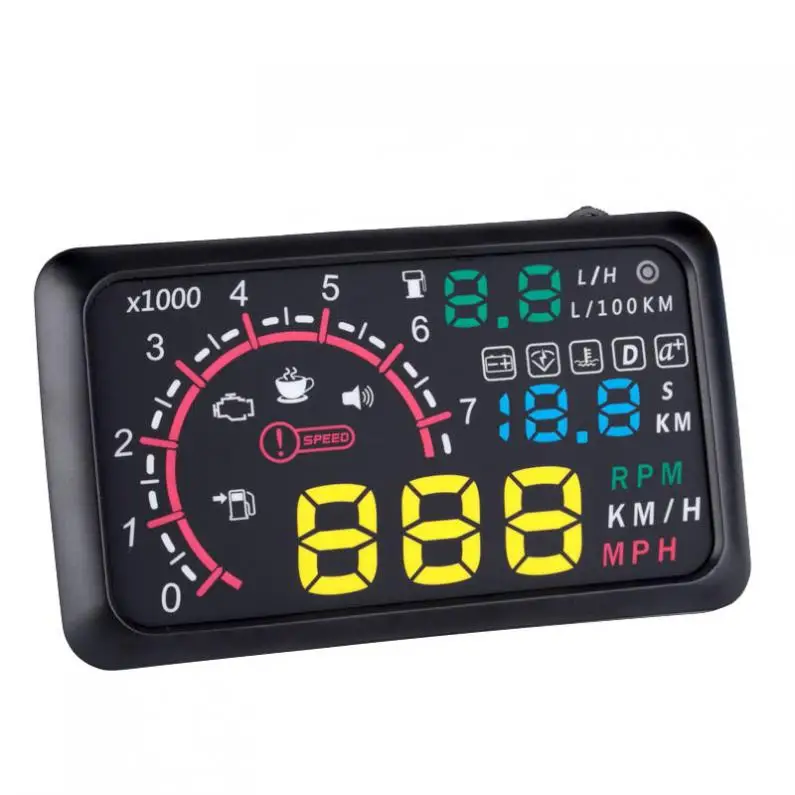 5,5 дюймов АВТО OBDII OBD2 порт автомобиля Hud Дисплей км/ч MPH Превышение Предупреждение лобовое стекло проектор сигнализация Новая
