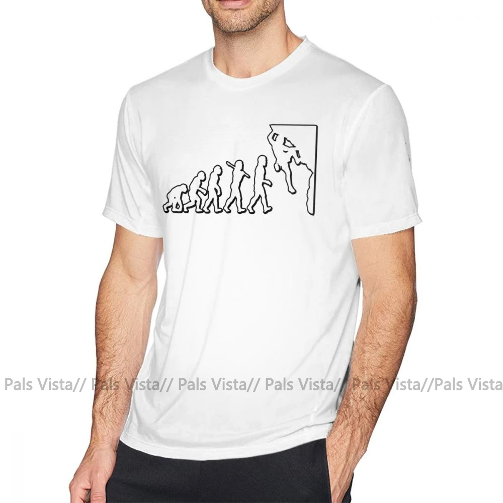 Bouldering/футболка, эволюция скалолазания по Stencil8, футболка, хлопковая Футболка с принтом, свободная Мужская забавная футболка с коротким рукавом - Color: White