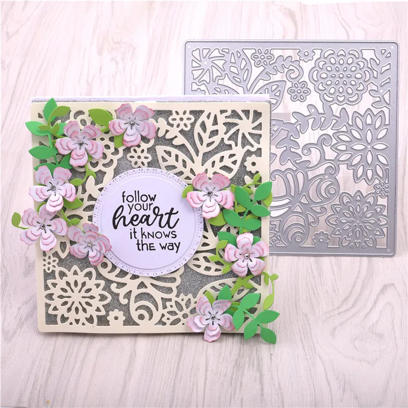 GJCrafts квадратный цветок высечки металла новые 2020 выбивая высечка скрапбукинга