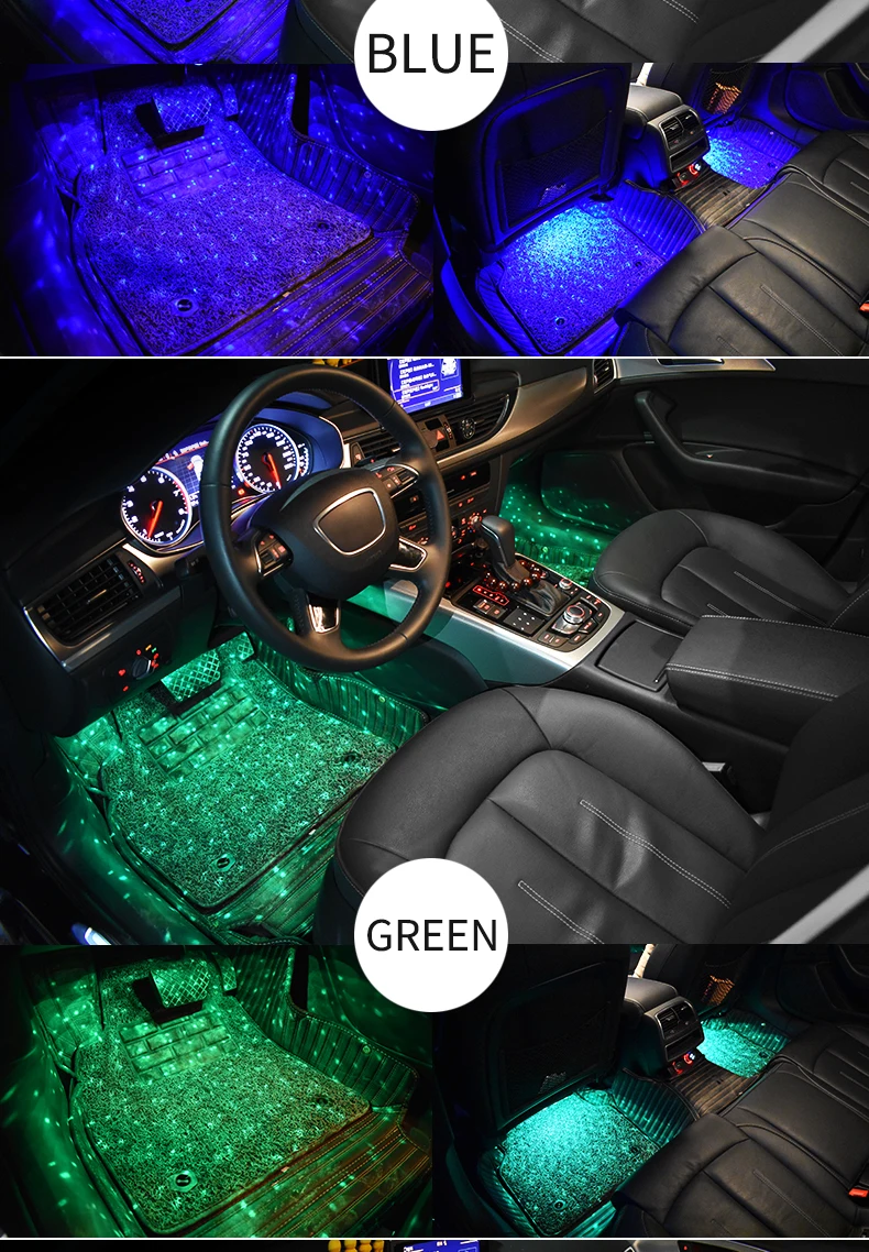 Britgenrl 1 шт. автомобильный атмосферный светильник, 7 цветов, голосовой пульт дистанционного управления, лампа для автомобильного сиденья, нижний Звездный светильник s USB, автомобильная декоративная лампа