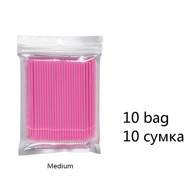 Fadvan 100 шт./лот Микро Кисти для ресниц щетки для нанесения клея Наращивание ресниц без ворса одноразовые аппликаторы палочки инструменты для макияжа - Handle Color: Pink-10