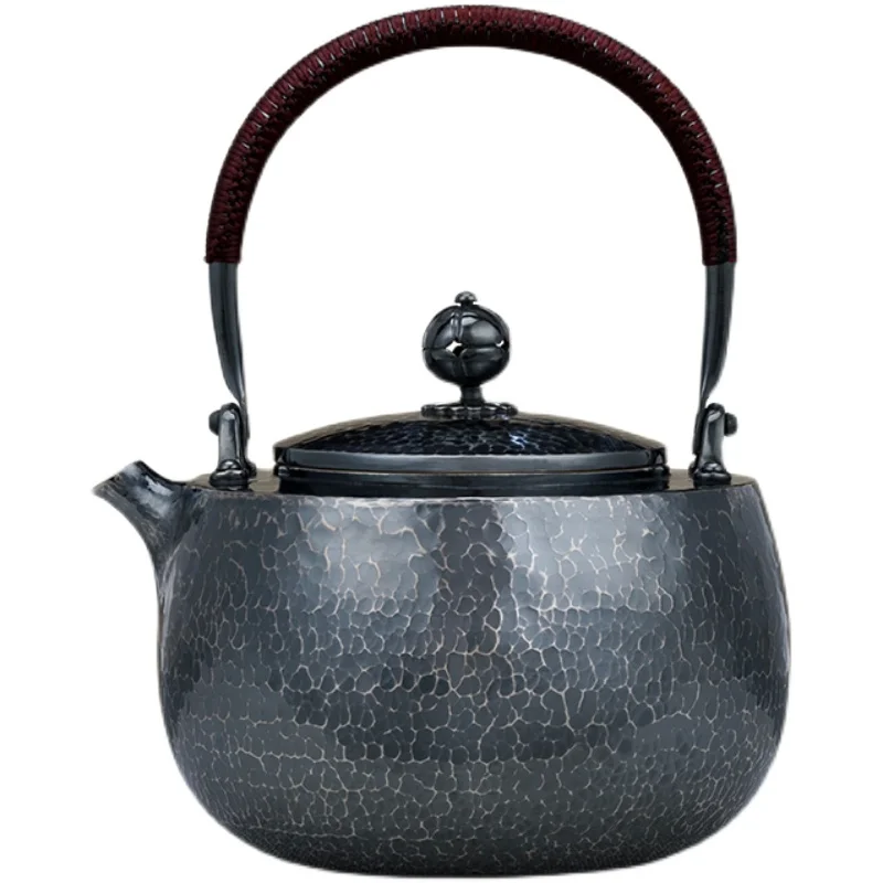 Sterling silver 999 silver kettle handmade one piece retro thick household tea props sterling kettle