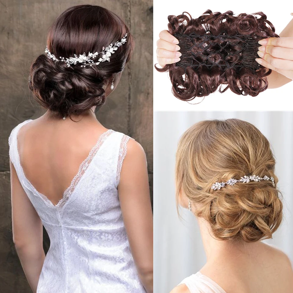 Bride Messy Big Hair Bun Hairpiece Clip in Extension Hair Bun Updo Cover Messy Hair Scrunchies Synthetic Hair Pieces