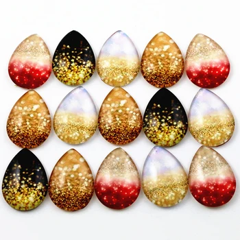 

10pcs 18x25mm Drop Size Mixed Handmade Photo Glass Drop Style Cabochons