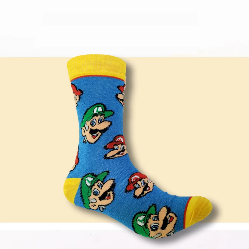 

Cartoon print Super Mario crew Socks Women Men Cosplay Cotton Calf Sock cola skull men skateboard Socks Sports Socks