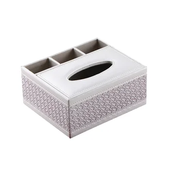 

1 pc Tissue Box Sundries Multifunction Remote Control Leather Holder Container Desktop Organizer for Office Home