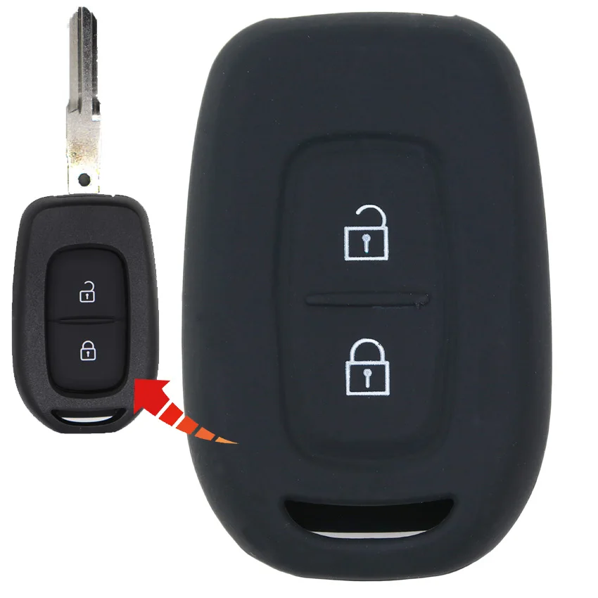 1pcs Washable 2 Buttons Silicone Rubber Car Key Cover Case For Renault