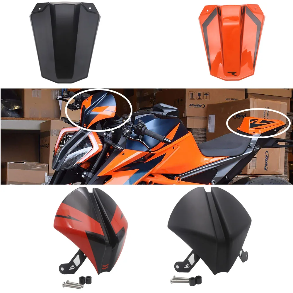 

NEW For 1290 Super Duke R 2020 2021 Rear Seat Cover Fairing Seat Cowl + Front Windscreen Windshield Airflow Wind Deflector