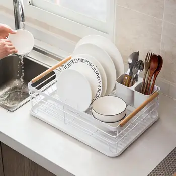 

Iron Kitchen Dish Drying Rack Tableware Drainer Storage Basket Shelf Bowl Plate Dishes Holder Drainer Kitchen Sink Organizer