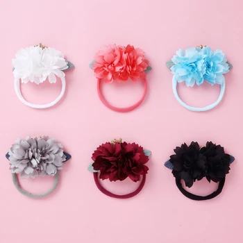 

Bulk 24pcs/lot Boutique Newborn Fabric Flower Nylon Headband Baby Kids Children Flowers Nylon Baby Girls Turban Headbands
