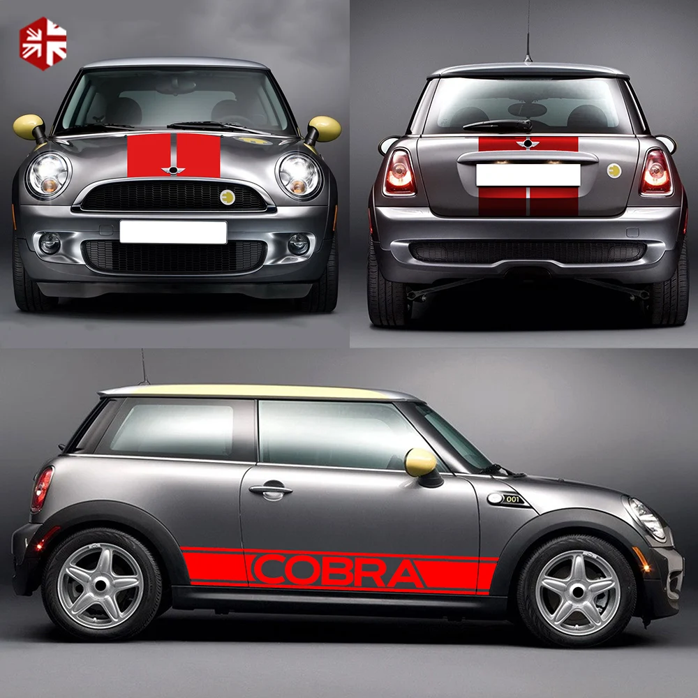 Car Hood Bonnet Roof Rear Trunk Engine Cover Side Stripe Sticker Body Decal For MINI Cooper S R56 3-door JCW One Accessories