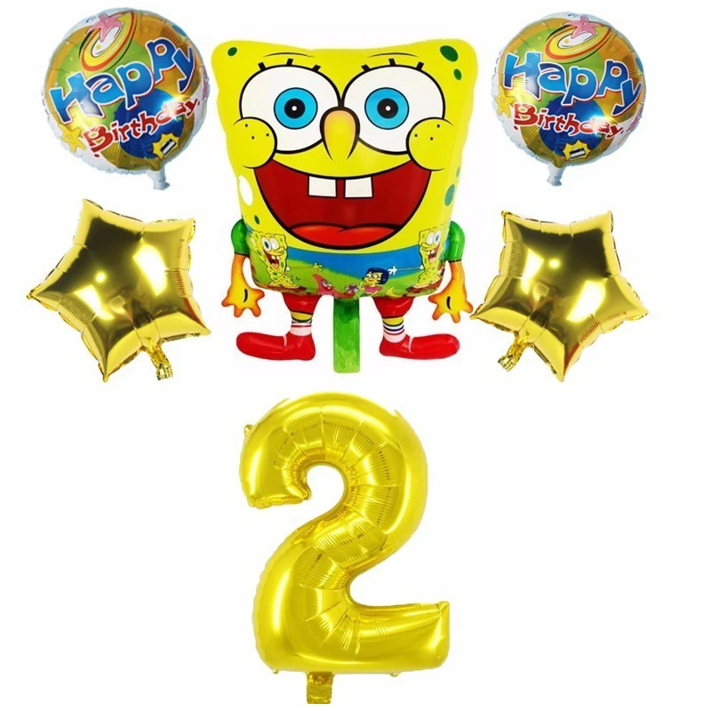 

6 pieces SpongeBob Head 32 inch Foil Balloon Birthday Party Decoration Children's Global Baby Shower Provides Children's Toys