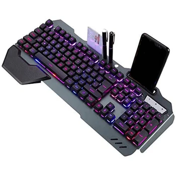 

Wired Mechanical Keyboard Ergonomic Keyboard with RGB Backlight Phone Holder Gaming Keyboard