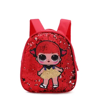 

2020 new lol little girls kindergarten small school bag fashion colorful sequins cute cartoon surprise doll backpack Backpack