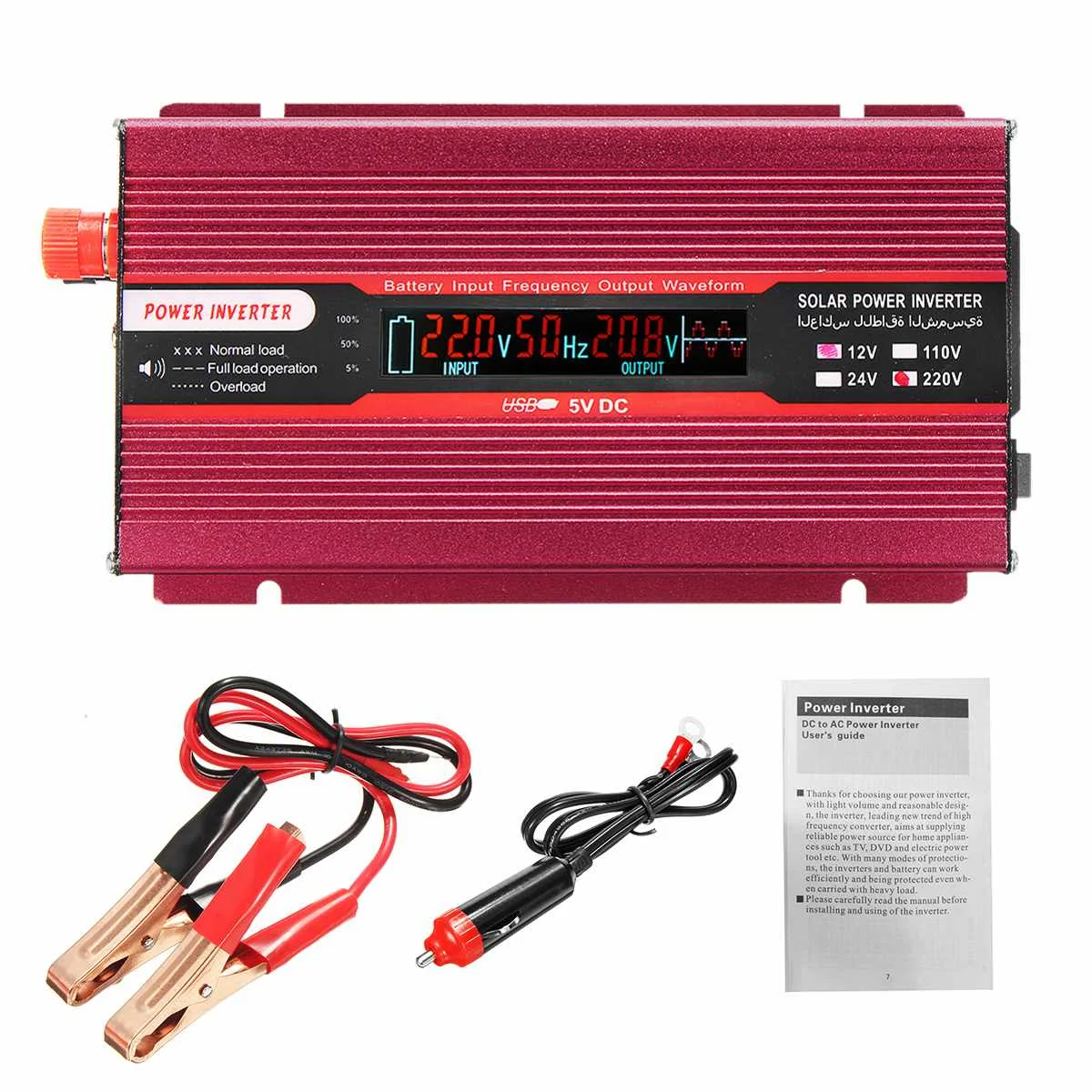 

Car Inverter 1500W DC 12V/24V to AC 220V/110V Voltage Transformer Modified Sine Wave Solar Power Inverter Modified LCD Display