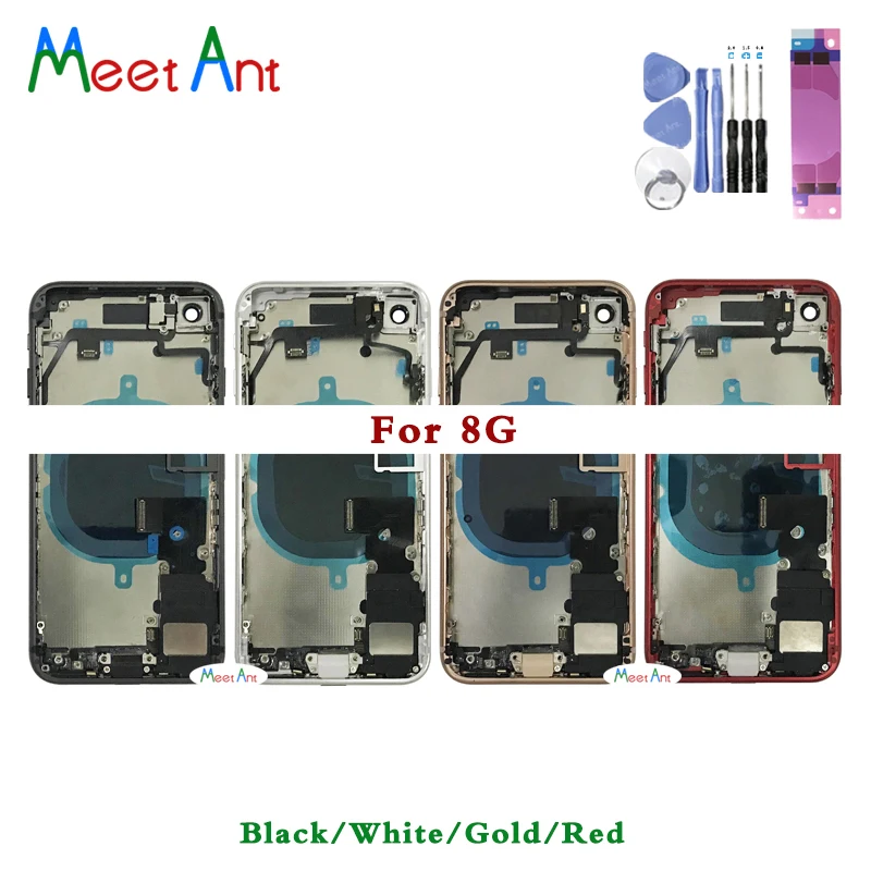 High qualit For iphone 8 8G 8 Plus Back Middle Frame Chassis Full Housing Assembly Battery Cover Door Rear Glass with Flex Cable
