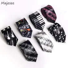 Галстуки женские Забавные музыкальные узоры с принтом элегантные унисекс пары BF Универсальные женские галстуки корейский стиль повседневные Модные женские повседневные