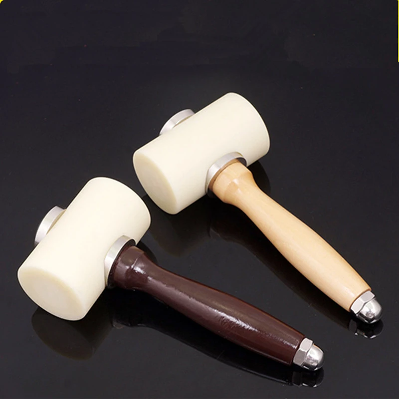 

MIUSIE DIY Leather Craft Hammer Nylon Hammer Solid Wood Handle Printing Carving Hammer T-Shaped Double Hammer Sewing Craft Tool