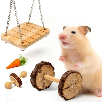

Hamster Chew Toys Set 11 Pack Natural Wooden Hanging Hamster Accessories Small Pets Teeth Care Molar Exercise Carrot