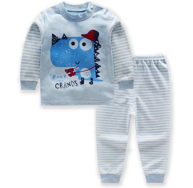 Autumn Kids Animal Chilren Pajamas Sets Long-sleeved+Pans 2 pieces Cotton Cartoon Boys Girls Sleepwear Suit Set 0-4 Years - Цвет: Style 21