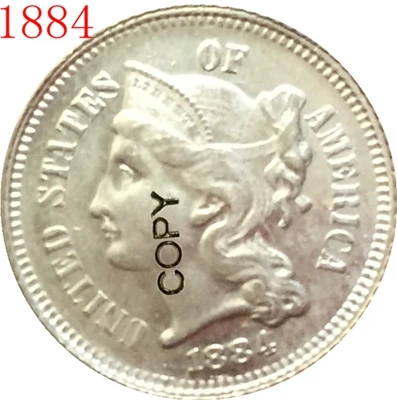 США(1865-1889) 26 монет три цента никеля копии монет - Цвет: 1884