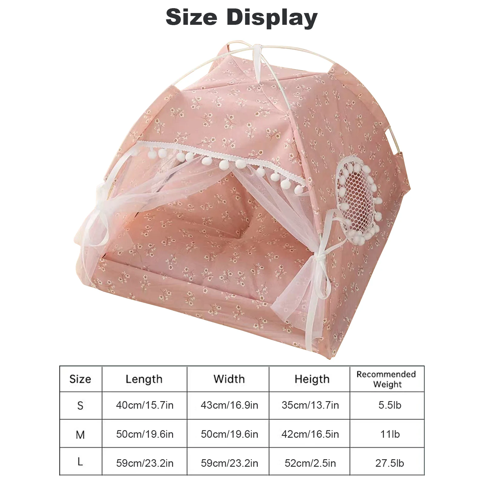 Pet Tent Cave Bed for Cat Small Dog with Removable Washable Cushion Folding Teepee Puppy Cat Indoor Outdoor Kennels Cave