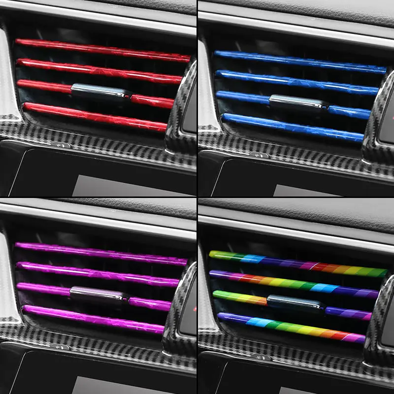 

10pcs Car Styling Mouldings Air Outlet Trim Strip Car Decoration Strips Chrome Auto Air Vent Grilles Rim Trim Car Accessorie PVC
