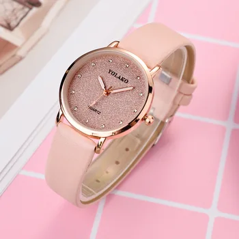 

New Brand Girls Watch Pops Women Quartz Watch Wristwatch Fashion Black Star Glitter Leather Lady Watch For Woman Clock Gifts