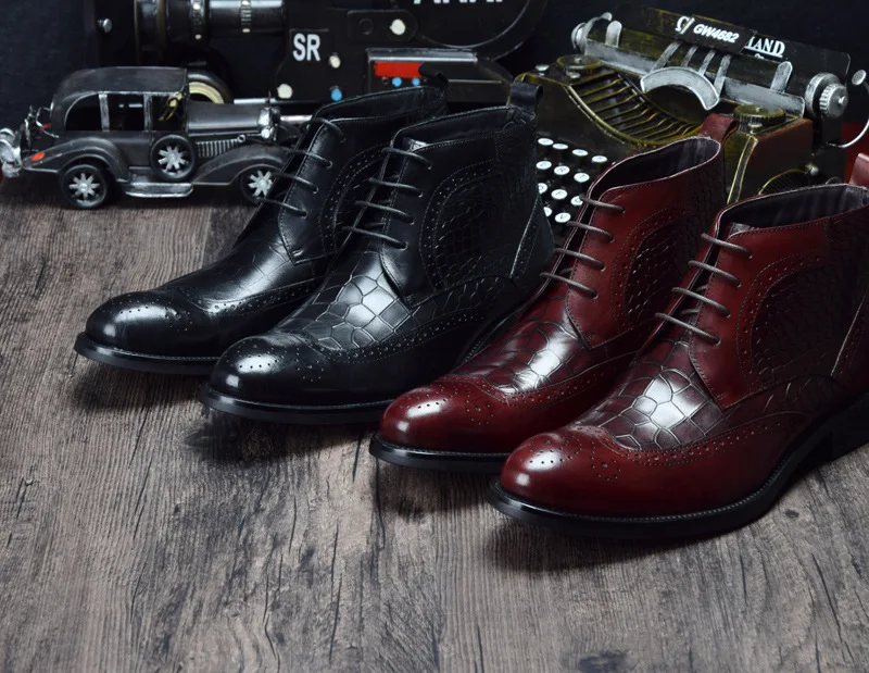 

Trend Men Boots Men Crocodile Pattern Business Men Shoes Cowhide 44