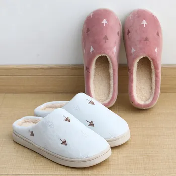 

2020 Men Women Cotton Home Slippers Cute Tree Slippers Winter Warm Plush Indoor Slipper Men Warm Floor Shoes Chaussure Femme