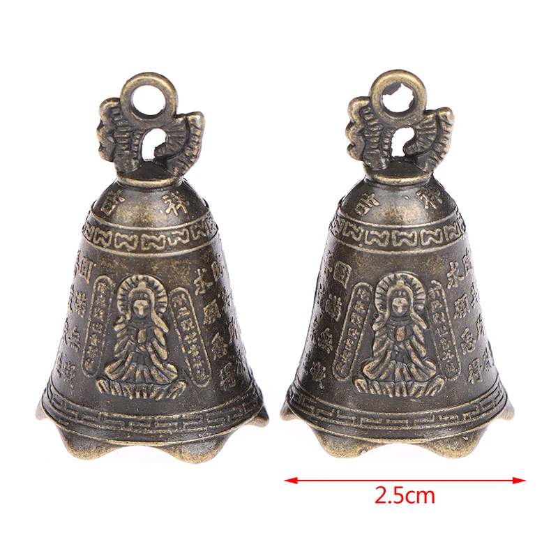 Alloy Bronze Antique Bell Chinese Mini Sculpture Pray Guanyin Buddha Bell Shui Feng Bell 3