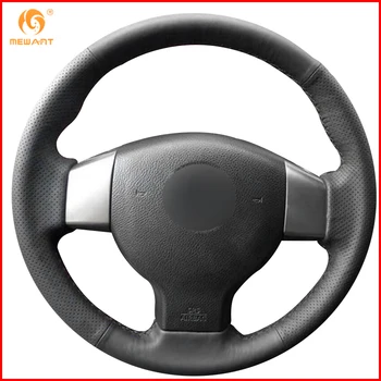 

MEWANT Black Genuine Leather Car Steering Wheel Cover for Old Nissan Tiida Livina Sylphy Note Interior Accessories Parts