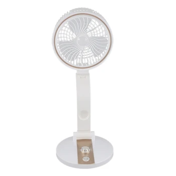

USB Mini Folding Fan Desktop Charging Fan Home Office Folding Small Fan with Night Light Golden