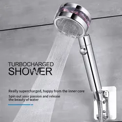 Fan Turbo Pressurized Showerhead 360° Rotating Bath Water-saving Spray Nozzle High Pressure Massage Rainfall Shower Head Supply