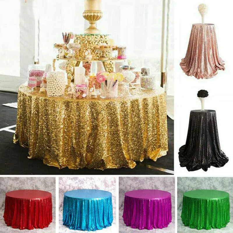 

Sparkly Glitter Sequin Table Cloth Cover Round Tablecloth Wedding Party Decor