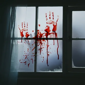 

Halloween Wall Stickers, Bloody Handprint Peel Window Clings Peel and Stick Wall Decals for Holiday Decoration