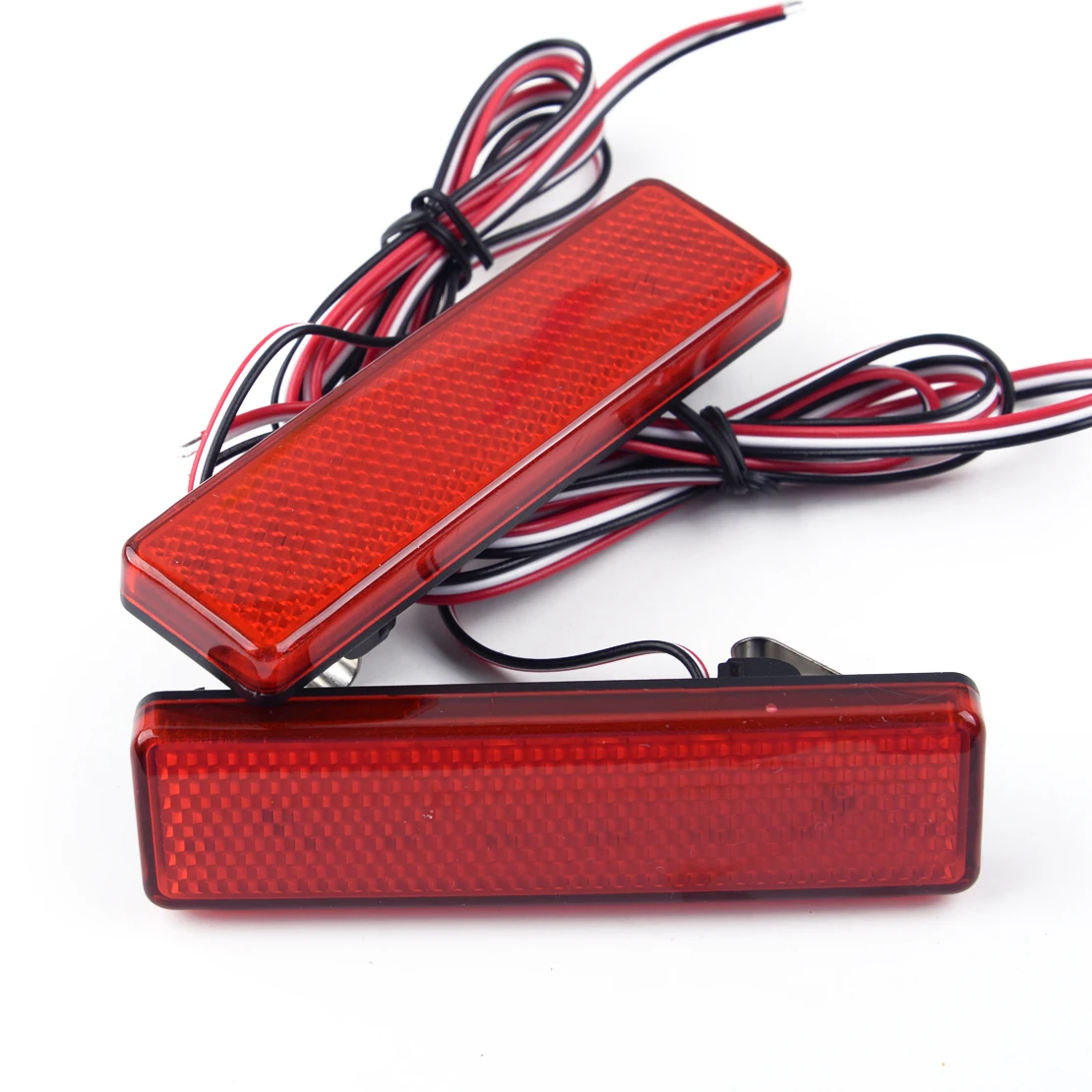 2pcs LED Rear Bumper Reflector Tail Brake Stop Light Red Lens Car Fit