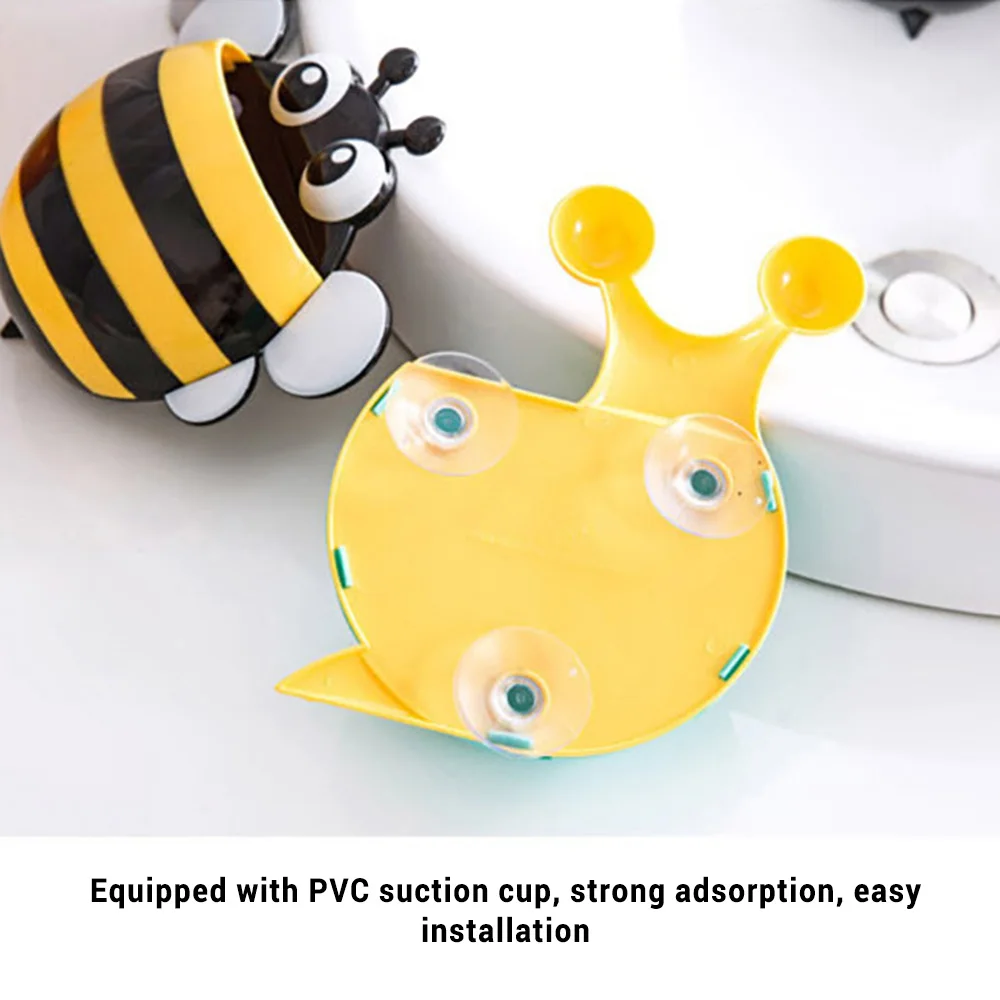 Bathroom Wall Hanging Suction Cup Storage Toothbrush Holder Cartoon Toiletries Toothpaste Holder Wall Suction Bathroom Sets