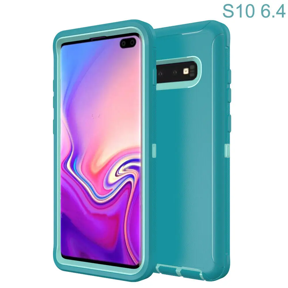 Сверхпрочная Защита для Samsung Galaxy S8 S9 S10 Plus S10 Lite Note 10 9 8 сверхмощный Гибридный противоударный чехол с зажимом - Цвет: Blue Green