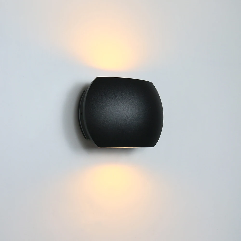 IP65 6W/10W 316Lm/361Lm Black Modern Indoor Outdoor Wall Sconces Light Lighting For Living Room Aluminum + Toughened Glass
